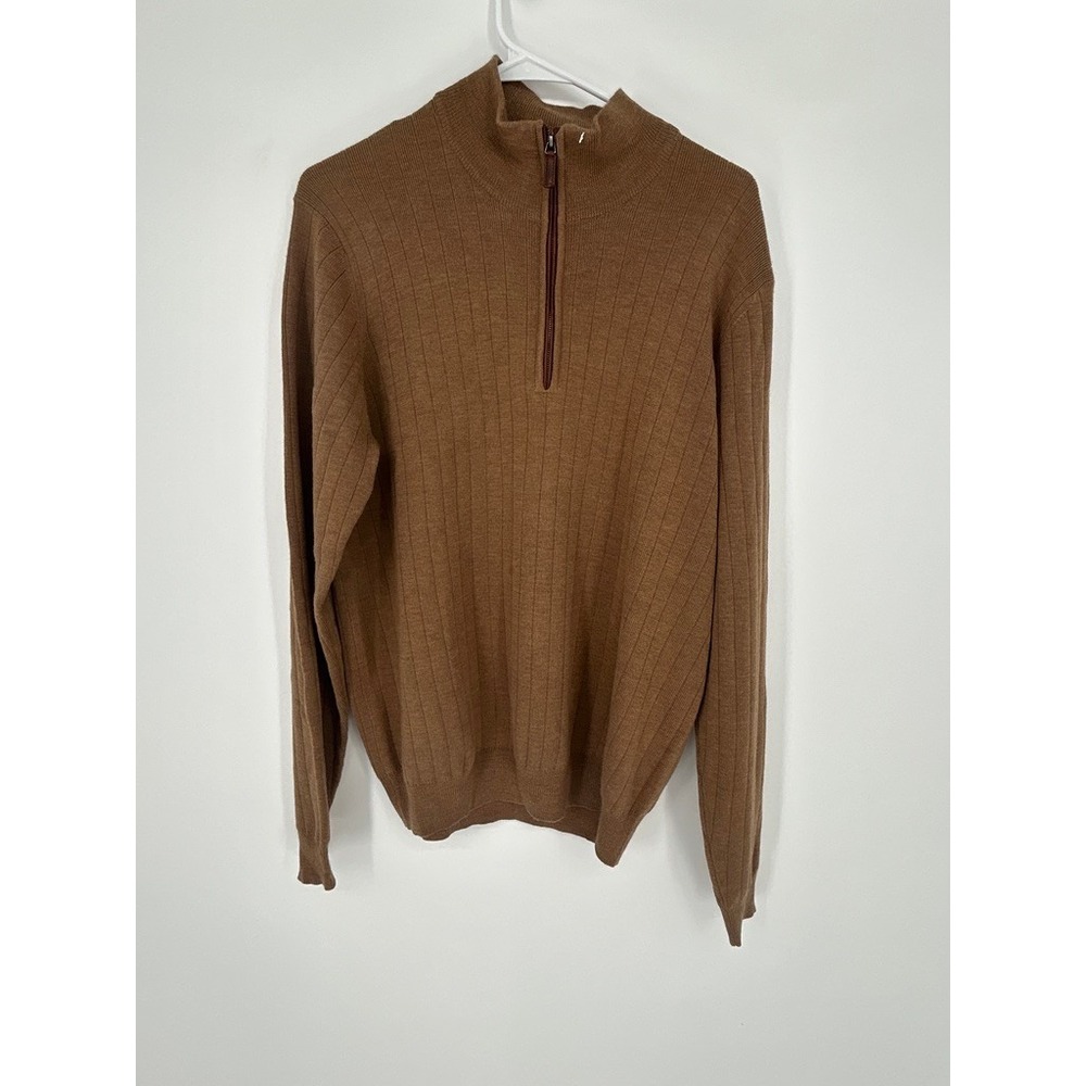 Carnoustie Merino Wool Quarter Zip Sweater Brown Golf Preppy Mens S Old Money